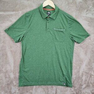The North Face Golf Polo Shirt Green Pearl Snap Buttons Pocket TNF Men's Size M